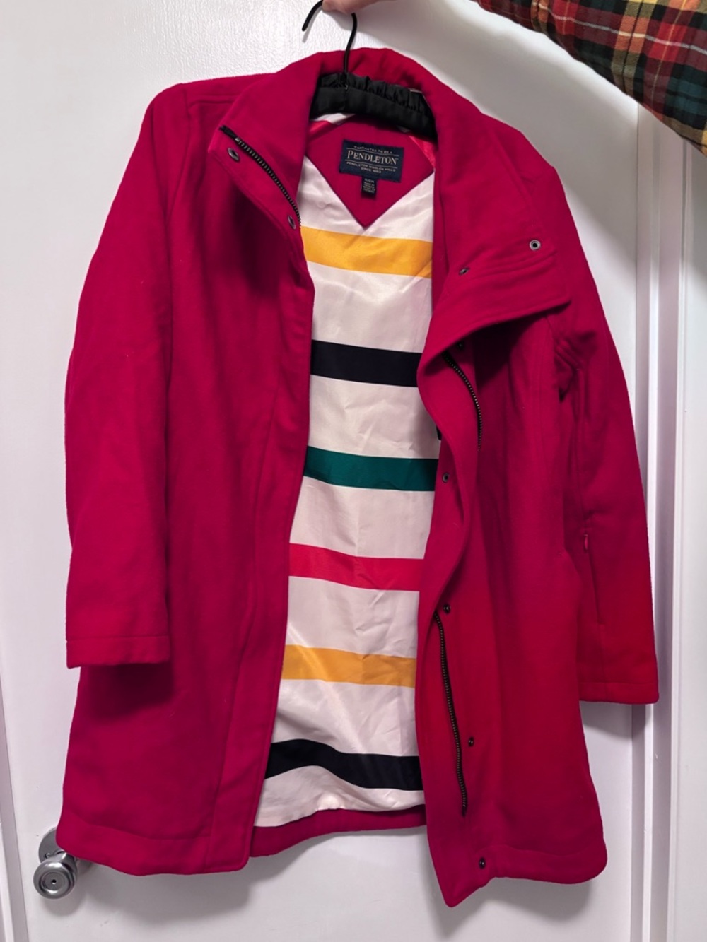 Pendleton Women's Bright Cherry Red Wool Coat Lined Winter Fall / Size Small